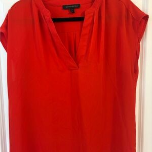 Banana Republic Bright Red V-Neck Cap Sleeve Blouse